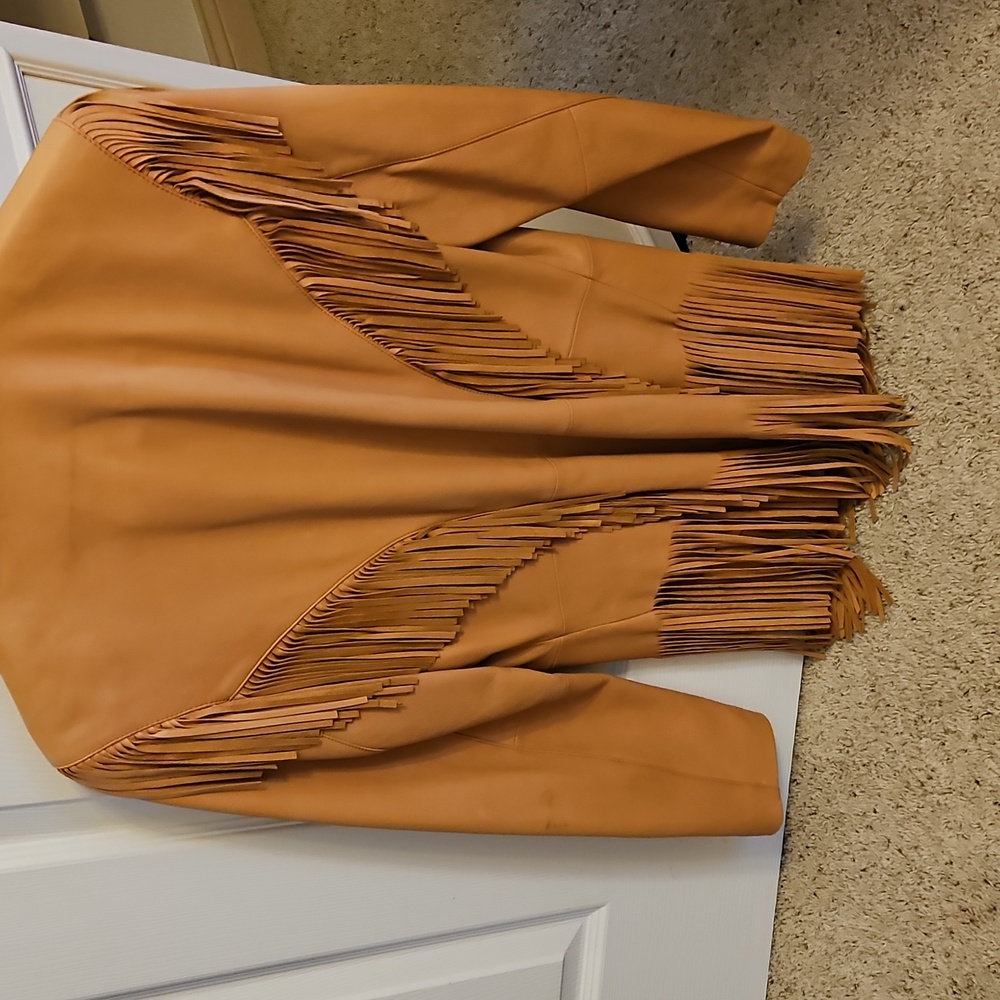 Cripple Creek Tan Fringe Leather Jacket - Picture 3 of 3